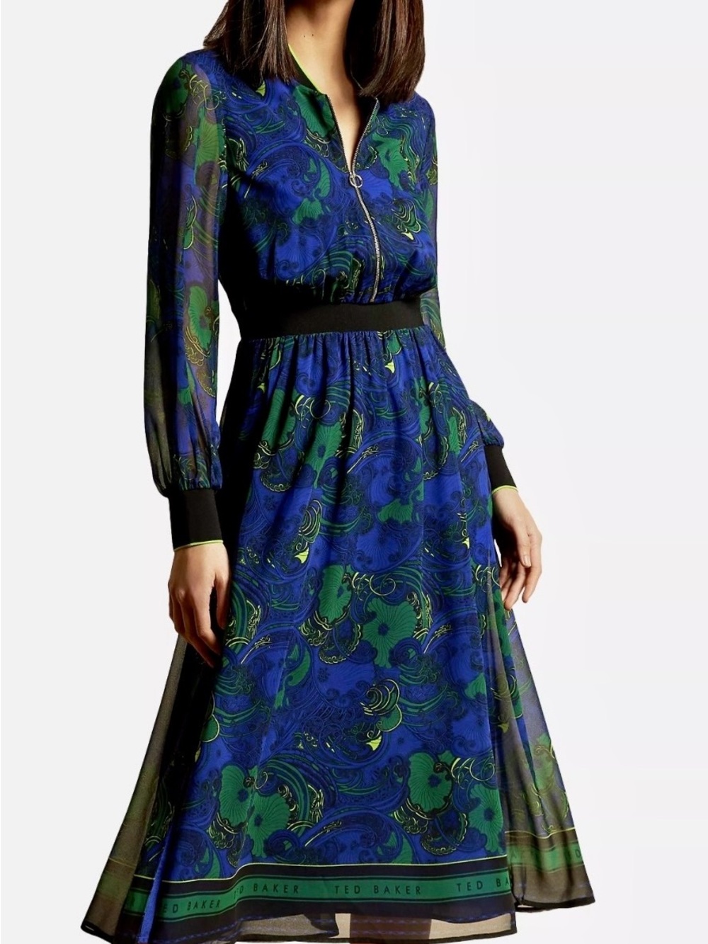 Ted Baker Maisie Stargazer Midi Dress Dark Blue Size 3 (UK 12 / US 8)
